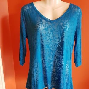 Floral-pattern Blue top, from Spanner, Size L